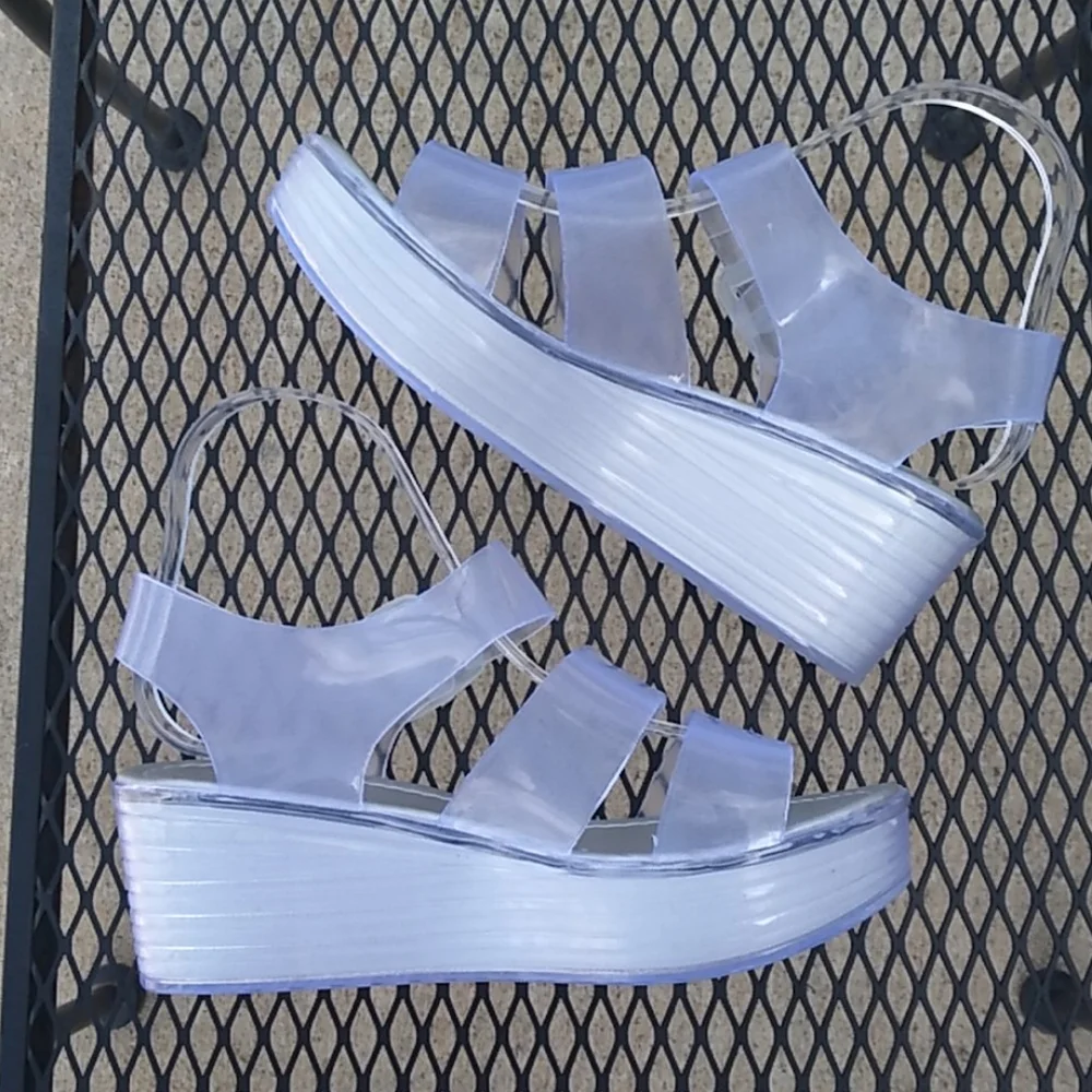 Clear platform‎ sandals size 8